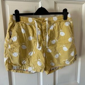 Men’s Swim Trunks 5” Inseam Yellow Patterned Drawstring